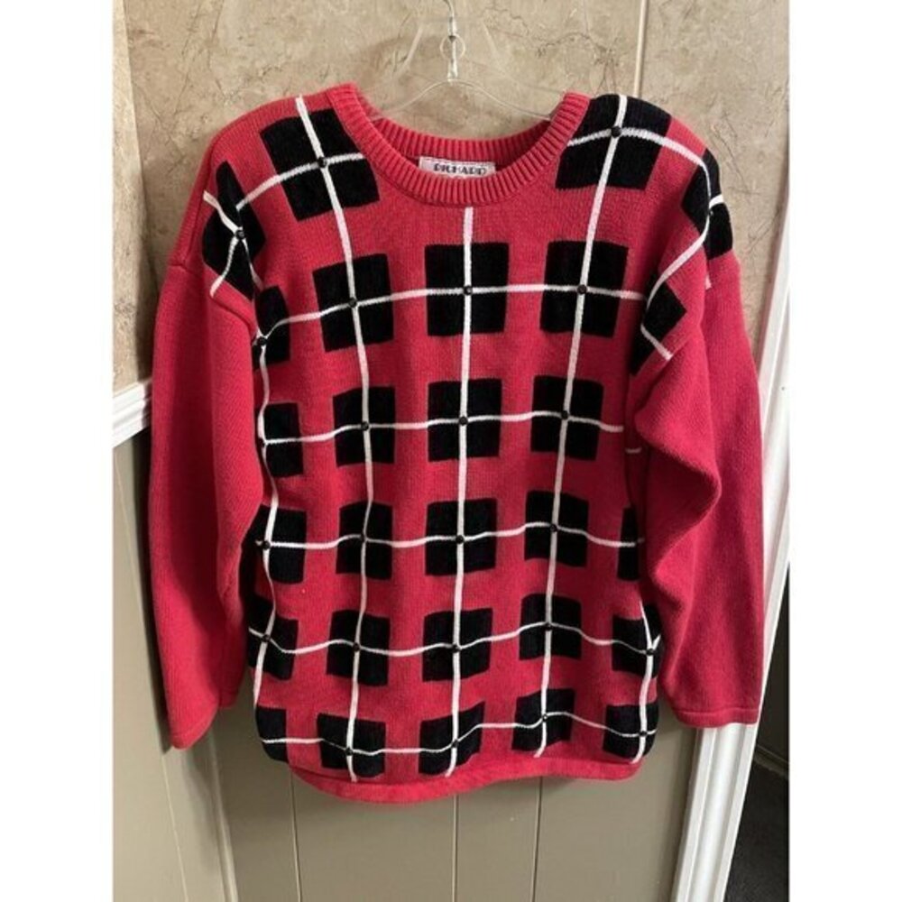 Vintage Richard Sport Red And Black Sweater Women’s Size Medium‎